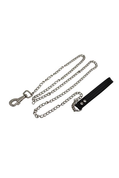 Anatolia small breed dog walking chain with leather handle (140cm)