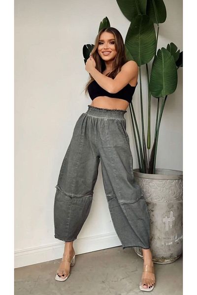Laluvia Prané antracitové kalhoty Shalwar