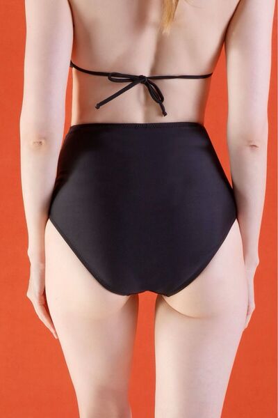 MEBA Ultra Yüksek Bel Toparlayıcı Siyah Retro Bikini Altı Büyük Beden