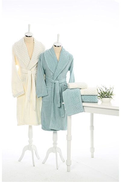 Özdilek Adria Aile Bornoz Seti Krem-k.mint /mint