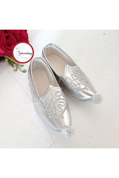 Gelincimherşey Yöresel Sünnet Kostüm için Ucu Ponponlu Nakışlı Çarık