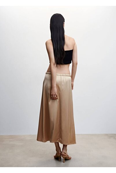 MANGO Woman Saten Midi Etek