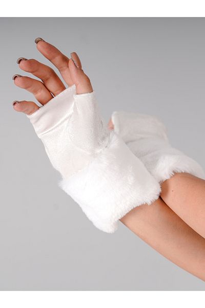 Sed da Exclusive Fingerless Fur Gloves Off White