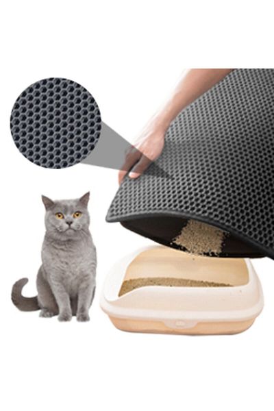 BYPET Large Size Cat Toilet Cat Litter Mat with Screen on the Front - gray 90 cm x 60 cm