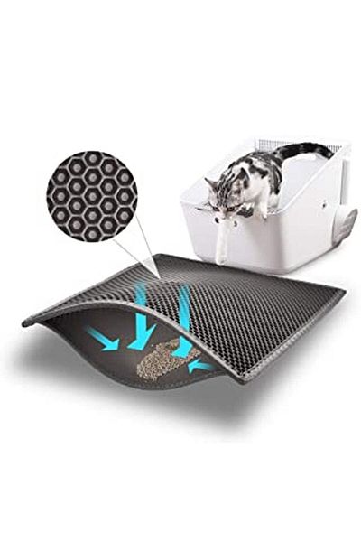 BYPET Cat Toilet Front Cat Litter Mat with Screen Gray 60 Cm X 40cm