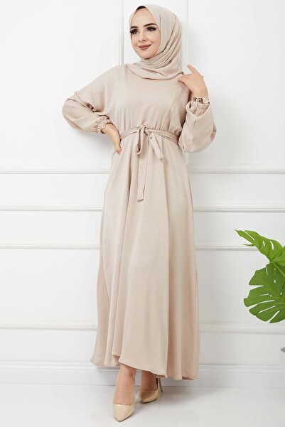 marwella Ayrobin Saten Elbise - Taş