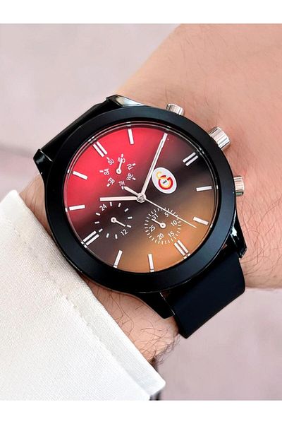 Quantum BLKT.2.641 Quantum Galatasaray Licensed 30 Mt Waterproof Silicone Cord Fan Wristwatch