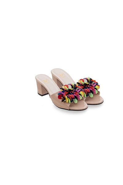 HAUKS SHOES Dowry-Engagement-Henna-Wedding Open Slippers Evening Dress with Rhinestone Buckle and Feather Band