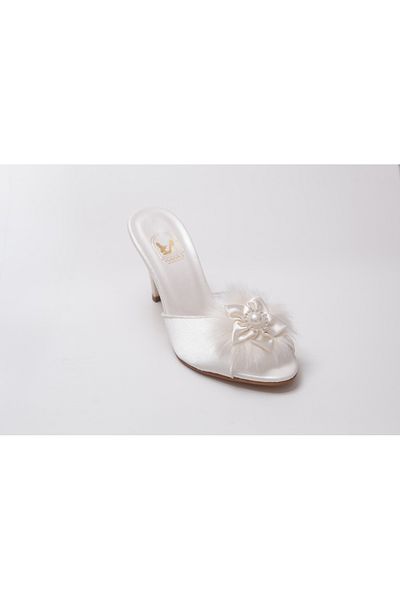 HAUKS SHOES Dowry-Engagement-Henna-Wedding Open Slippers Evening Dress with Rhinestone Buckle and Feather Band