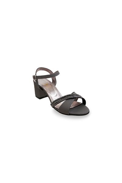 HAUKS SHOES Thick Comfortable Short Heel Engagement-Henna-Wedding Comfortable Open Sandals Evening Dress Jewelled Buckle Feathered Shoes