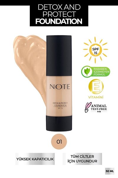 NOTE Beige 01 - Revitalizing Effect Spf 15 Concealer Detox & Protect Foundation