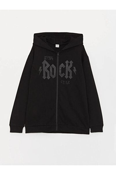 LC Waikiki LCW Kids Kapüşonlu Baskılı Uzun Kollu Erkek Çocuk Fermuarlı Sweats...
