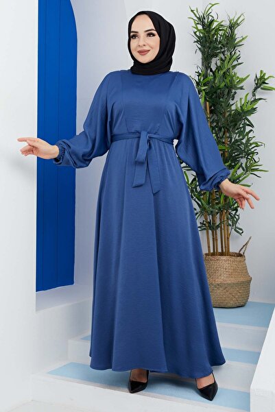 marwella Ayrobin Saten Elbise - İndigo