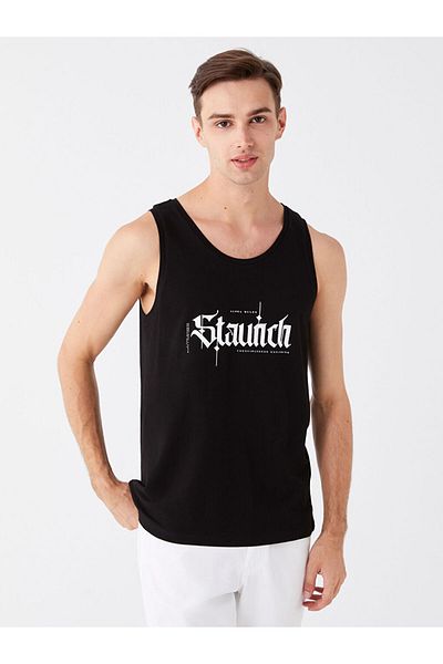 LC Waikiki Ανδρικό αμάνικο μπλουζάκι LCW Casual Crew με εμπριμέ χτενισμένο βαμβάκι