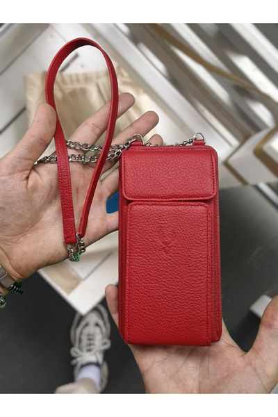 VİSSO 5008 Genuine Leather MEN'S WOMEN'S Useful Neck and Shoulder Hanging Bag with Phone Holder