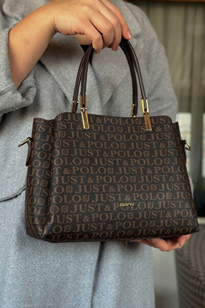 Just Polo Brown Color 5 Compartment Women's Hand and Shoulder Bag Fast Shippi...