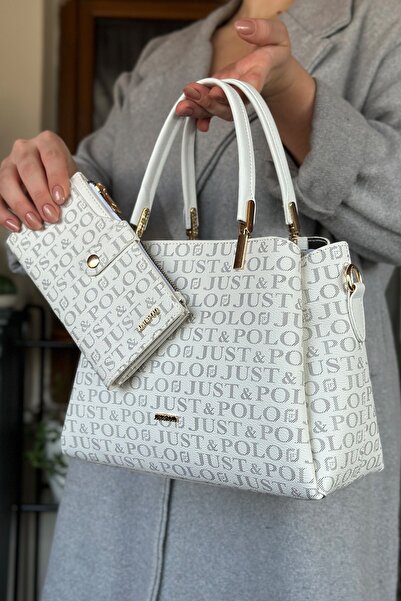 Just Polo White Combination Color 5 Compartment Women's Hand and Shoulder Bag...