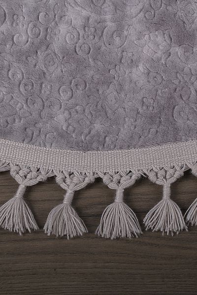Bonny Home Nova Grey Στρογγυλό 120x120 cm Pompom με κρόσσια αντιολισθητική βάση που πλένεται στο πλυντήριο