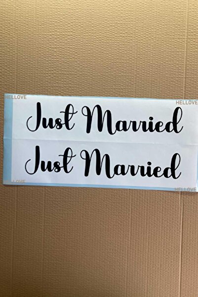 AVMmarketim Gelin Arabası Plakalık Just Married Yazılı Beyaz Üzeri Siyah Yazı...