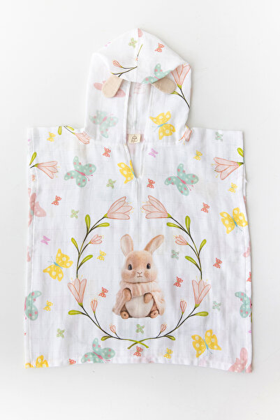 Nilue Rabbie Kulaklı Panço - %100 Organik Müslin Pamuk