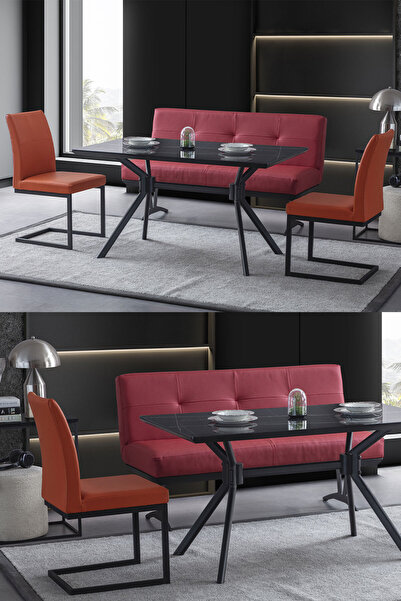 Eymense Vakko Sırtlı Banklı Mutfak Masa Takımı