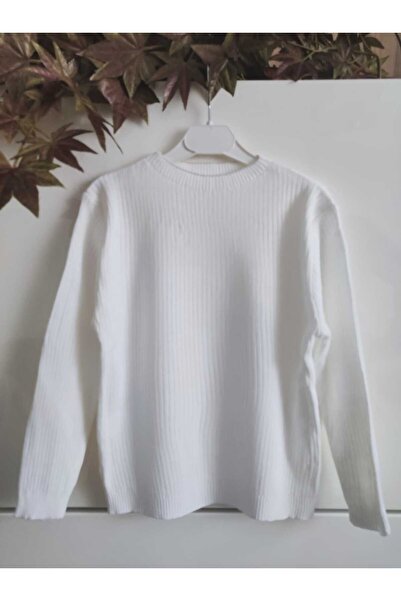 Meriç bebe Unisex Ribbed Half Turtleneck Slim Fit Flexible White Knitwear Body