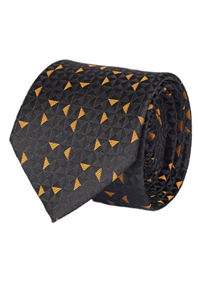 Esgue ربطة عنق منقوشة باللون الذهبي والأسود مقاس 7.5 سم مصنوعة يدويًا