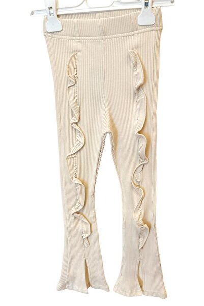 Zekids Pantaloni din bumbac pentru fete, elastici cu talie înaltă, cu fante c...