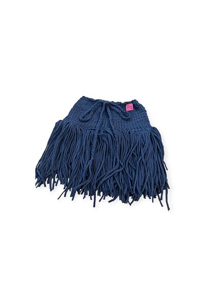 Bohostic Blue Skirts Tasseled Knitted Pareo Skirt