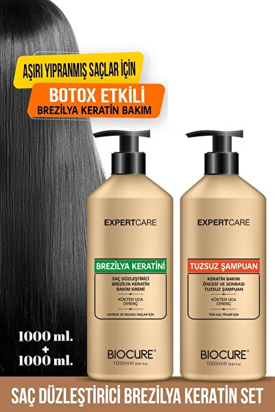 Biocure Saç Düzleştirici Keratin Bakımı 1000 ml Tuzsuz Arındırıcı Şampuan 100...