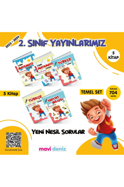 Mavi Deniz Yayınları 2.sınıf Yeni Nesil Sorular Temel Set (5 Kitap)