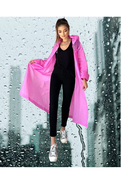 Shopiolog Γυναικείο Ανδρικό Αδιάβροχο Unisex Μαύρο Αδιάβροχο Eva με κουκούλα με κουμπωτά