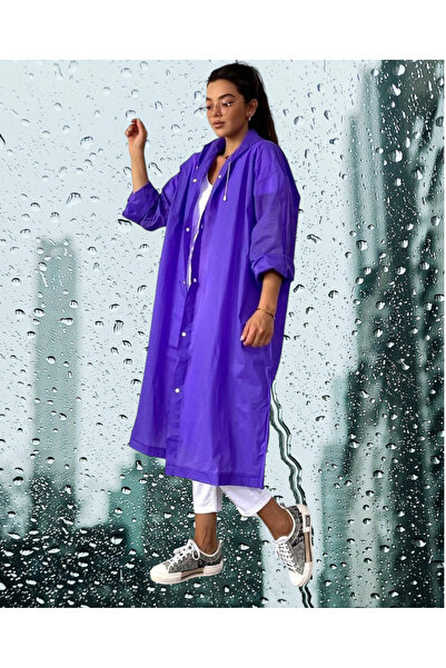 Shopiolog Жіночий Чоловічий Унісекс Дощовик з капюшоном на кнопках Eva Чорний Дощовик