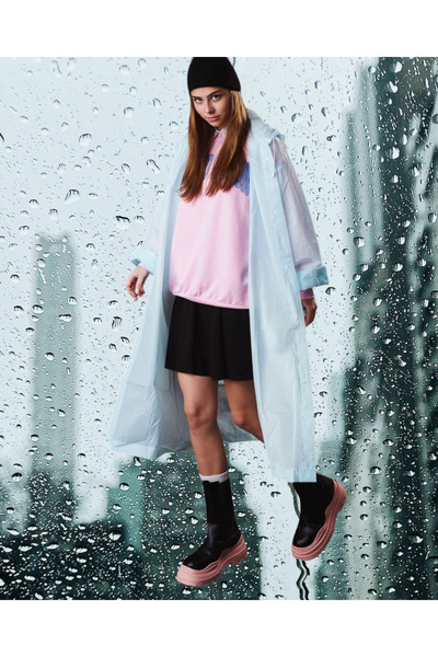 Shopiolog Жіночий Чоловічий Унісекс Дощовик з капюшоном на кнопках Eva Чорний Дощовик