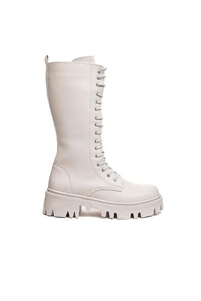 AlbiShoes Άνετα γυναικεία μποτάκια με φερμουάρ με μακριά επίπεδη σόλα κάτω από το γόνατο