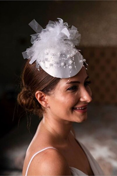 SeddA قبعة الزفاف ذات اللون الأبيض المكسور واللؤلؤ