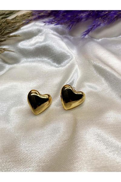 Eylülün Takısı Gold Color Heart Earrings
