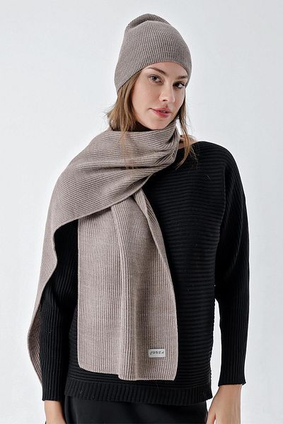 CHUBA Women's Thessaloniki Knitwear Scarf and Beret Set Mink 22WK270