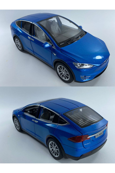 YILDIRIM OYUNCAK مجموعة سيارات تيسلا موديل 21 سم المصبوبة بالقالب - سيارة معدنية قابلة للسحب مع صوت