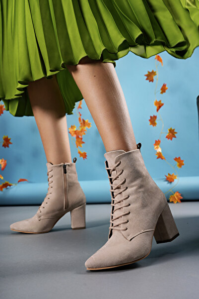 Riccon Lilethnora Kadın Topuklu Bot 0012333 Ten Süet