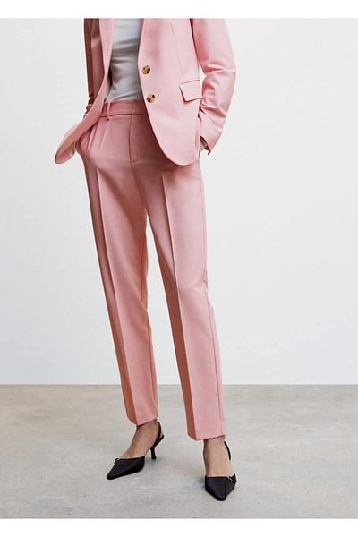 MANGO Woman Straight Cut Fabric Trousers