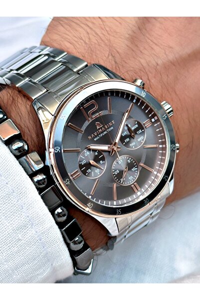 Navimarine Silver Color Steel Strap Functional Men's Wristwatch + BRACELET WITH GIFT