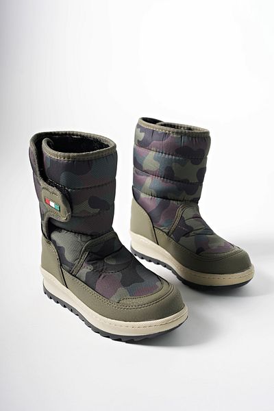 Riccon Dětské sněhule Ealgeth na suchý zip001290 Khaki kamufláž
