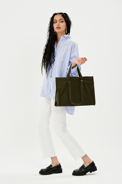 minebag Parachute Fabric Shopper Amelia Women's Shoulder Bag Khaki