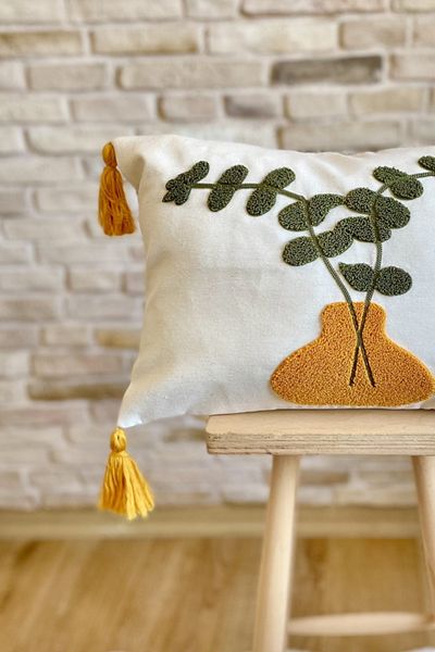 SWITA Husă de pernă cu design special decorativ brodat cu pumn (pantaloni)