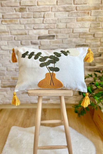 SWITA Husă de pernă cu design special decorativ brodat cu pumn (pantaloni)