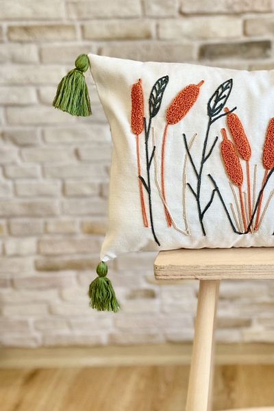 SWITA Husă de pernă cu design special, brodat cu perforare, unică, decorativă (panch)