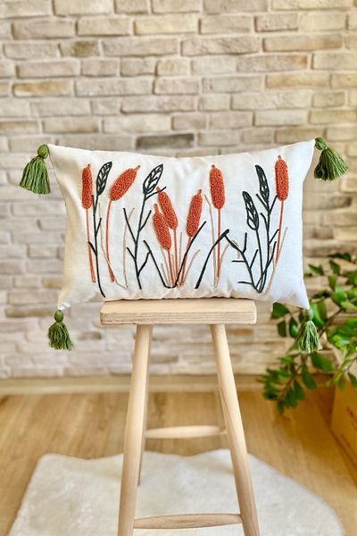 SWITA Husă de pernă cu design special, brodat cu perforare, unică, decorativă (panch)