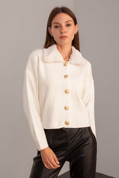 NATUFIAN STORE Women's Plain Plush Knitwear Cardigan