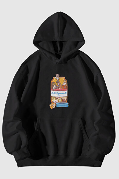 MELADYAN Antidepressant Dog Printed Unisex Kangaroo Pocket Hooded Sweatshirt ...